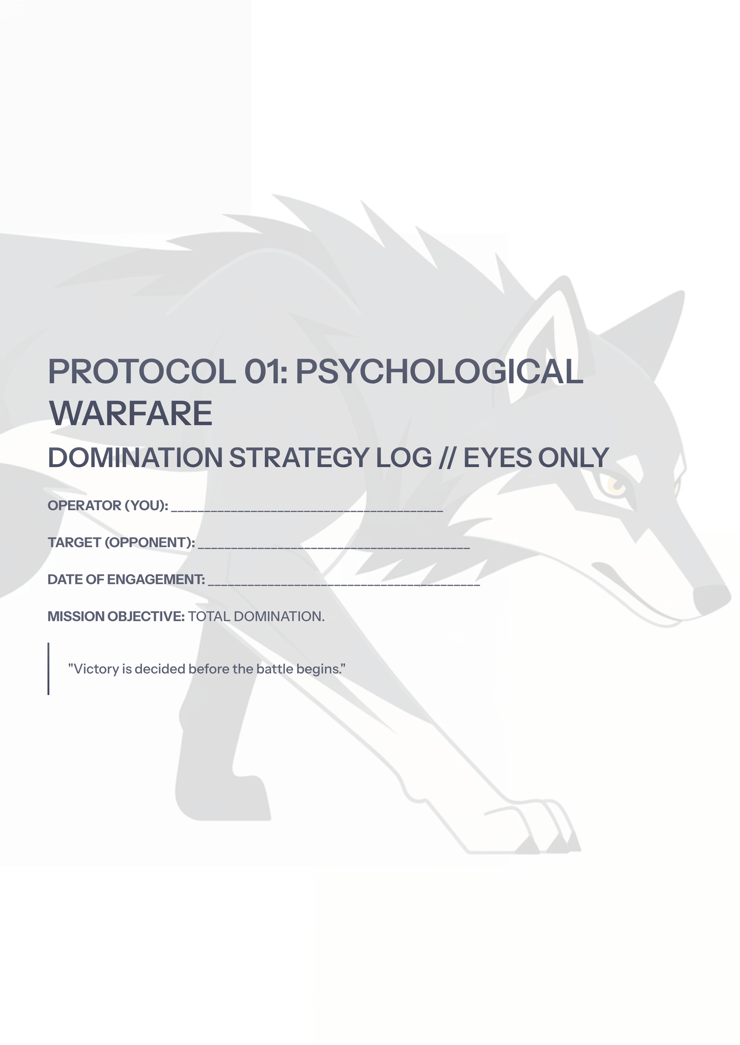 Psychological Warfare: Protocol of Mental Domination (Guide + Workbook)